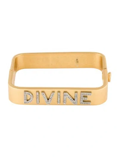 Pre-owned Tory Burch Crystal 'divine" Message Bangle Bracelet, 7" In Multi