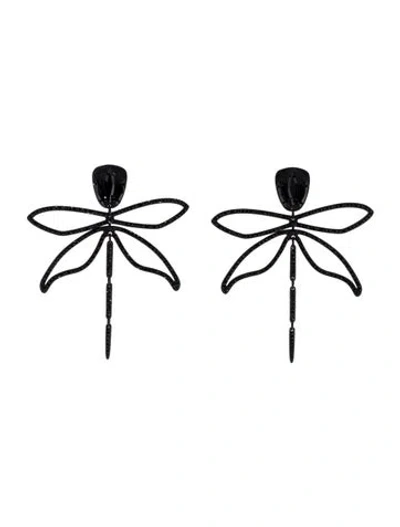 Pre-owned Tory Burch Crystal Dragonfly Drop Earrings In Multi