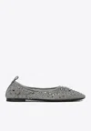 Tory Burch Crystal Mesh Ballet Flats In Gray