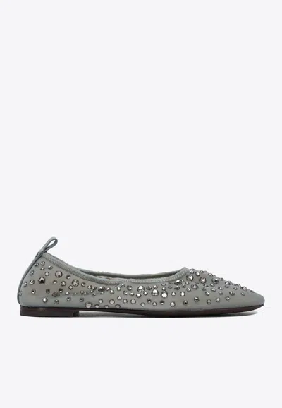 Tory Burch Crystal Embellished Ballet Flats In Gray