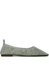 Tory Burch Crystal-embellished Leather-trimmed Mesh Ballet Flats In Blue