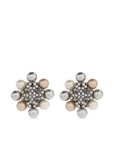 Tory Burch Crystal-embellished Earrings In Silver