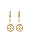 Tory Burch Crystal-embellished Hoop Earrings In Gold