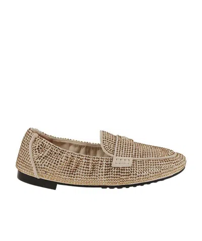 Tory Burch Crystal Embellished Loafers In Nude
