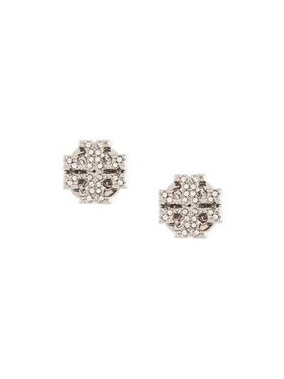 Tory Burch Kira Stud Earrings With Crystal Embellishment In Metallic