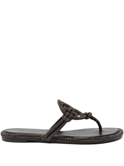 Tory Burch Crystal Embellished Sandal In Brown