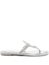 Tory Burch Crystal Embellished Sandal In Metallic