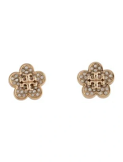 Pre-owned Tory Burch Crystal Flower Stud Earring In Multi