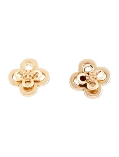 Pre-owned Tory Burch Crystal Forget Me Not Clover Stud Earrings In Multicolor