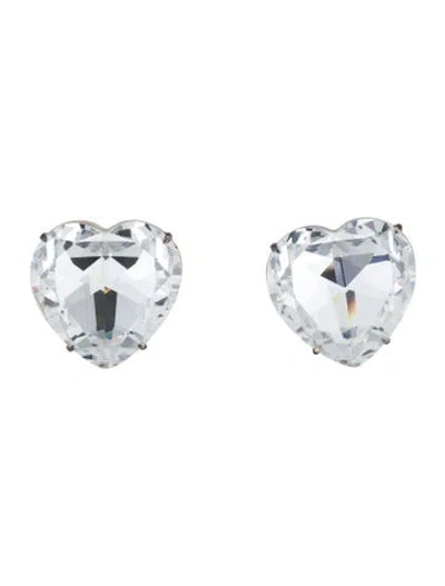 Pre-owned Tory Burch Crystal Heart Clip-on Earrings In Multicolor