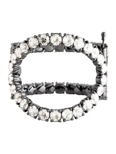 Pre-owned Tory Burch Crystal Hinge Cuff Bracelet, 6.75" In Multicolor