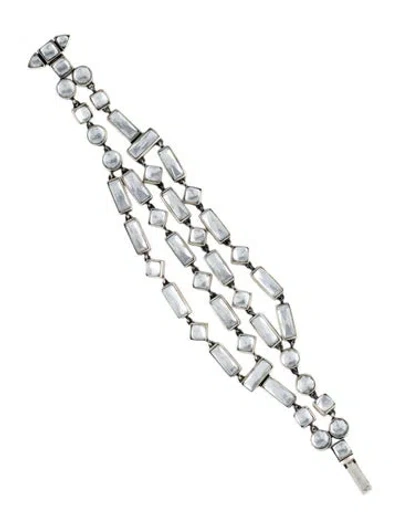 Pre-owned Tory Burch Crystal Link Bracelet, 5.75" In Multi