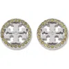 Tory Burch Crystal Logo Circle Stud Earrings In Tory Silver/olive