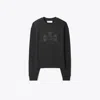 Tory Burch Crystal Logo Sweatshirt In Black