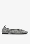 Tory Burch Crystal Mesh Ballet Flats In Gray