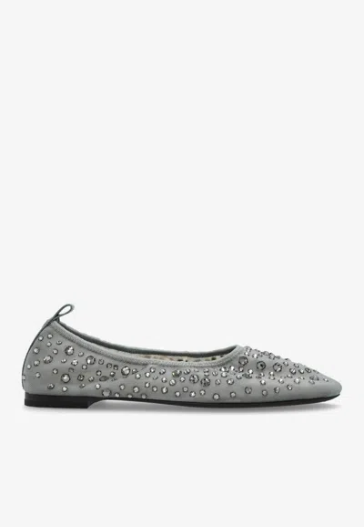Tory Burch Crystal Mesh Ballet Flats In Gray