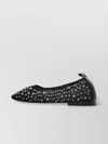Tory Burch Black Ballet Flats With All-over Crystals Application In Tech Fabric Woman
