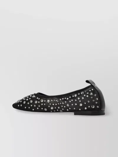 TORY BURCH CRYSTAL MESH EMBELLISHED LEATHER BALLERINA SHOES
