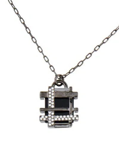 Pre-owned Tory Burch Crystal Mini Gingham Pendant Necklace, 18" In Multi