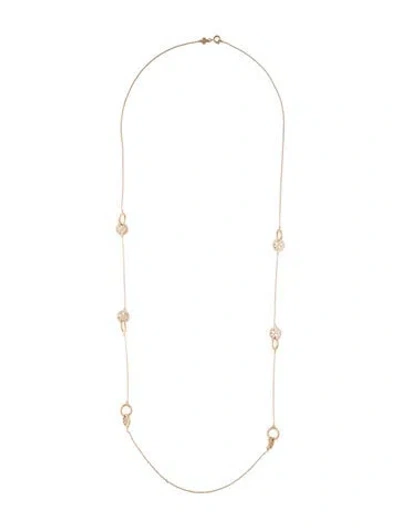 Pre-owned Tory Burch Crystal Pavé Icon Interlocking Station Necklace, 33" In Clear