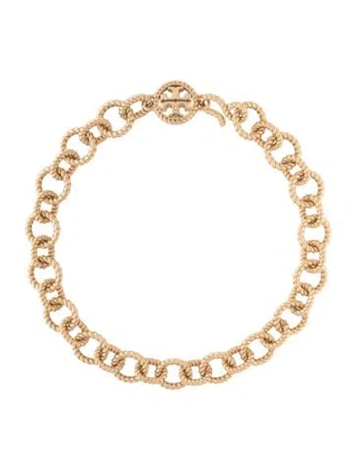 Pre-owned Tory Burch Crystal Textured Rope Chain Necklace, 18.25" In Multicolor