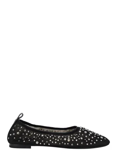 Tory Burch Crystal-studded Nylon Ballet Flat In Black