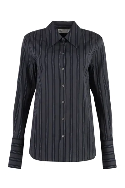 Tory Burch Cuffed Cotton Shirt In Blue