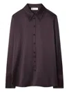 Tory Burch Cuffed Silk Shirt In Brown