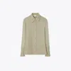 Tory Burch Cuffed Viscose Shirt In Gray Taupe