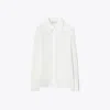 Tory Burch Semi-sheer Crepe-georgette Shirt In White
