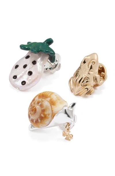 Tory Burch Curiosity 3-piece Pin Set In Multi