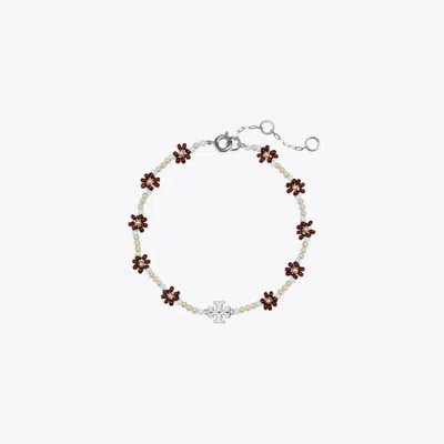 Tory Burch Curiosity Beaded Flower Bracelet In Neutral