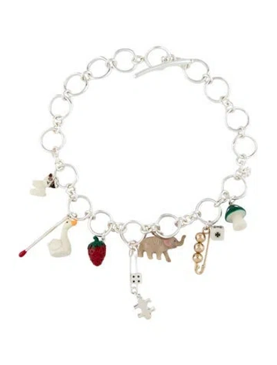 Pre-owned Tory Burch Curiosity Charm Collar Necklace, 18.5" In Multi