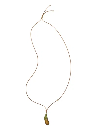 Tory Burch Curiosity Eggplant Necklace In Gold