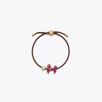 Tory Burch Curiosity Enamel Horse Slider Bracelet In Purple
