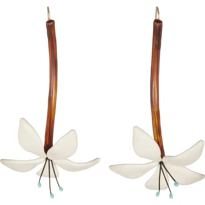 Tory Burch Curiosity Flower Drop Earrings In Brown