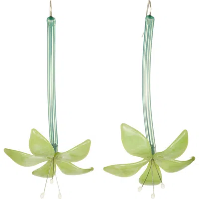 Tory Burch Curiosity Flower Drop Earrings In Green