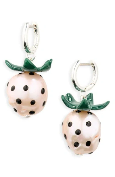 Tory Burch Curiosity Freshwater Pearl Strawberry Drop Earrings In Metallic