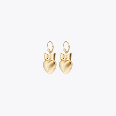 Tory Burch Curiosity Heart And Bow Earrings In Gold