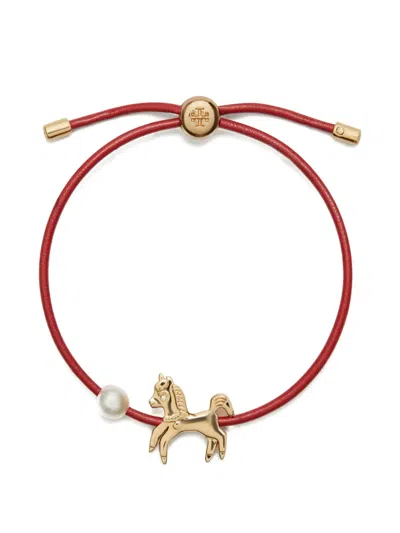 Tory Burch Curiosity Horse-slider Bracelet In Gold