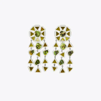 Tory Burch Curiosity Resin Chandelier Earrings In Green
