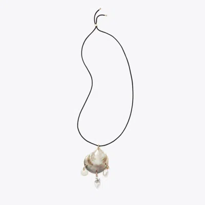 Tory Burch Curiosity Shell Pendant Necklace In Multi