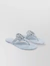 Tory Burch Cut-out Leather Flat Sandals In Blue Cloud