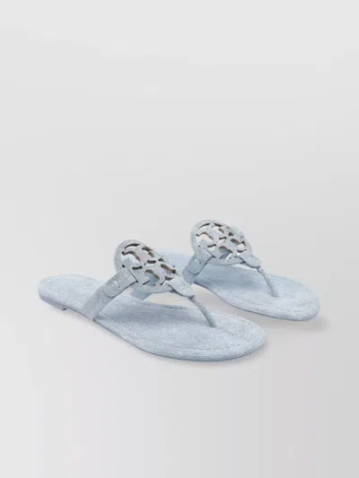 Tory Burch Cut-out Leather Flat Sandals In Blue