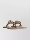 Tory Burch Cut-out Leather Flat Sole Flip-flops In Neutrals