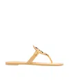 Tory Burch Miller Leather Pave Medallion Flat Thong Sandals In Nude