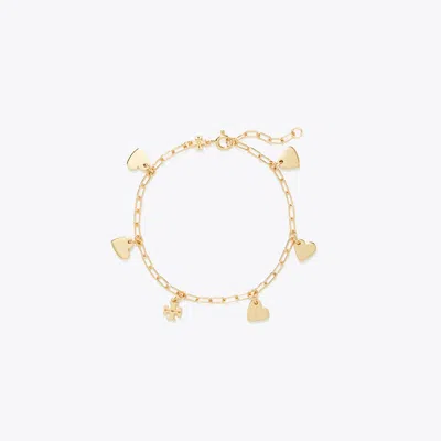 Tory Burch Curiosity Heart-charm Bracelet In Gold