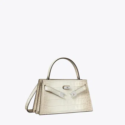 Tory Burch Mini Lee Radziwill Embossed Degrade Top Handle In White