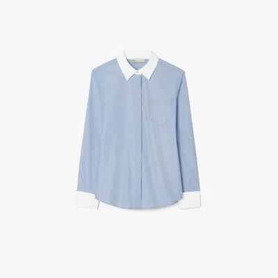 Tory Burch Damen Gestreiftes Button-down-hemd In Blue