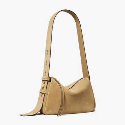 Tory Burch Damen Kleine Romy Schultertasche Aus Wildleder Mit Heftnaht In Brown